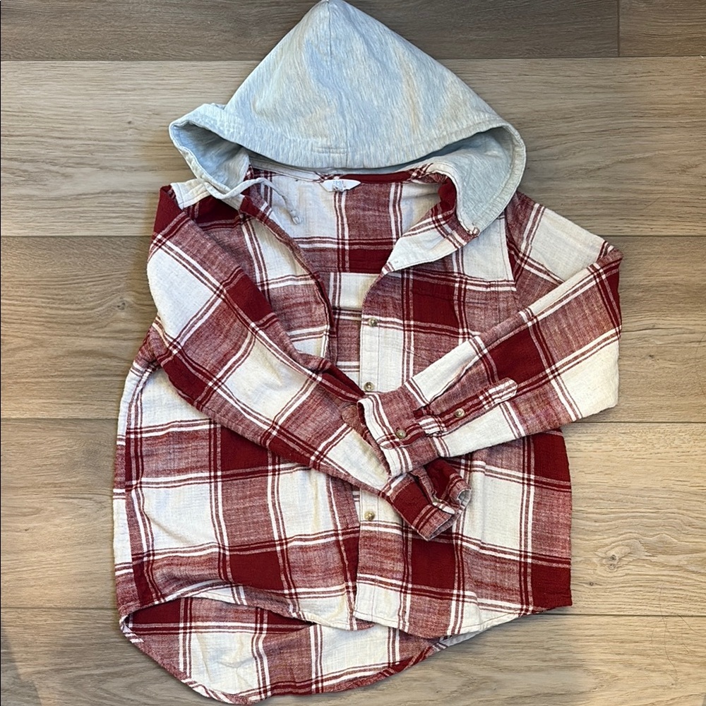 Red Plaid Hoodie Flannel